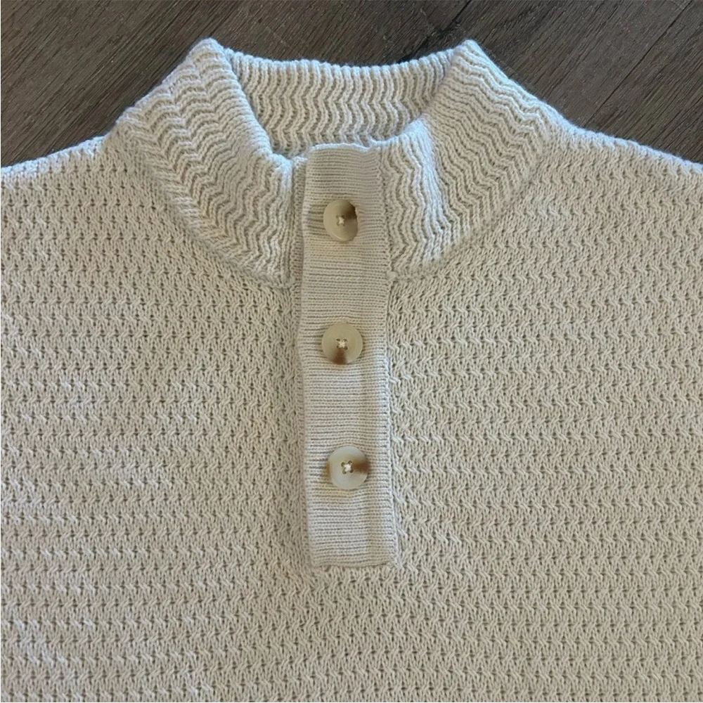 LIVERPOOL Los Angeles Mens Sweater Size‎ XL Ivory Mock Button Neck NWOT